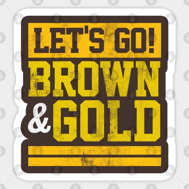 Let's Go Brown & Gold Team Favorite Colors Vintage Game Day Sticker by DetourShirts
